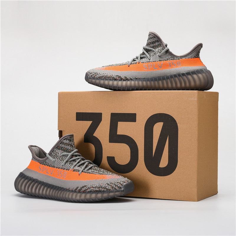 Adult Boost Shoes Premium Trainers Workout Sneakers 350V | Grey & Orange