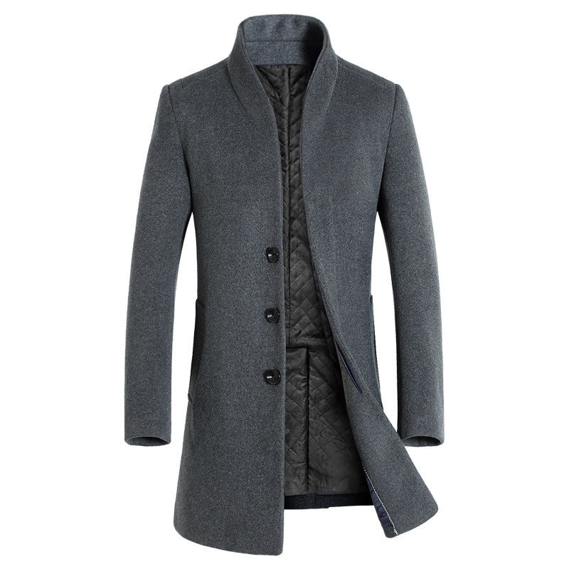 Wool Coat Mens Smart Casual Coats Uk Men's Stand-collar Trench
