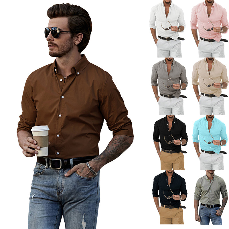 Camicia da uomo con bottoni di alta qualità, camicie in lino e cotone, semplici magliette | MC255374