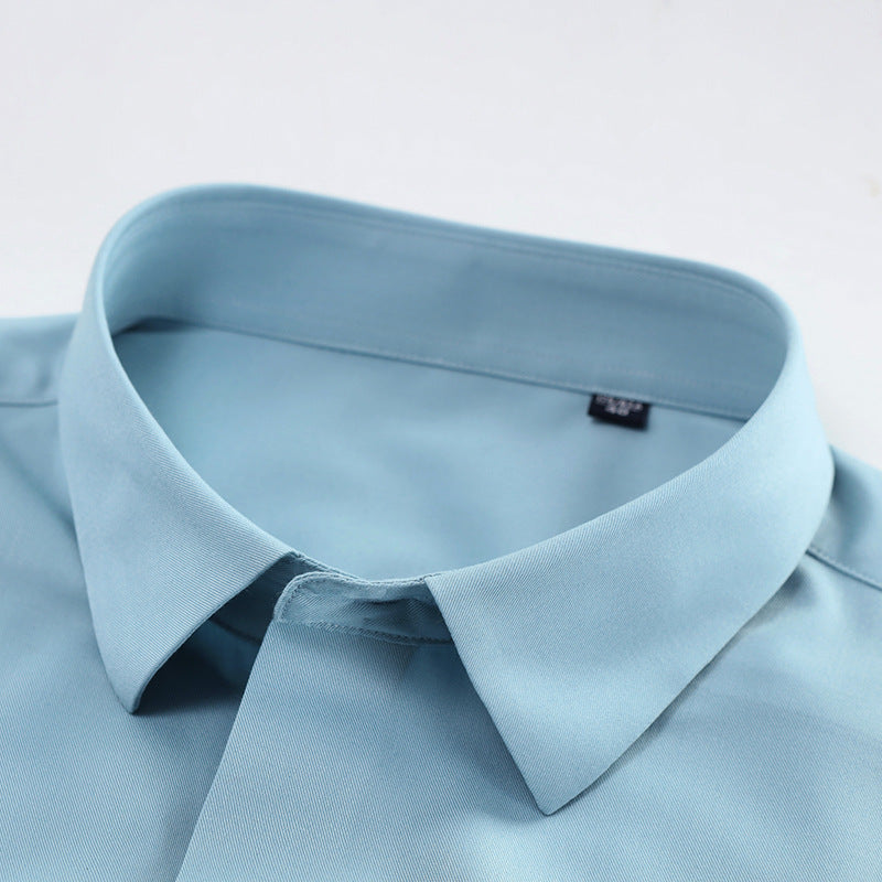 Men's Spring Bamboo Fibre Solid Slim Fit Long Button Up Shirts | ZXW1