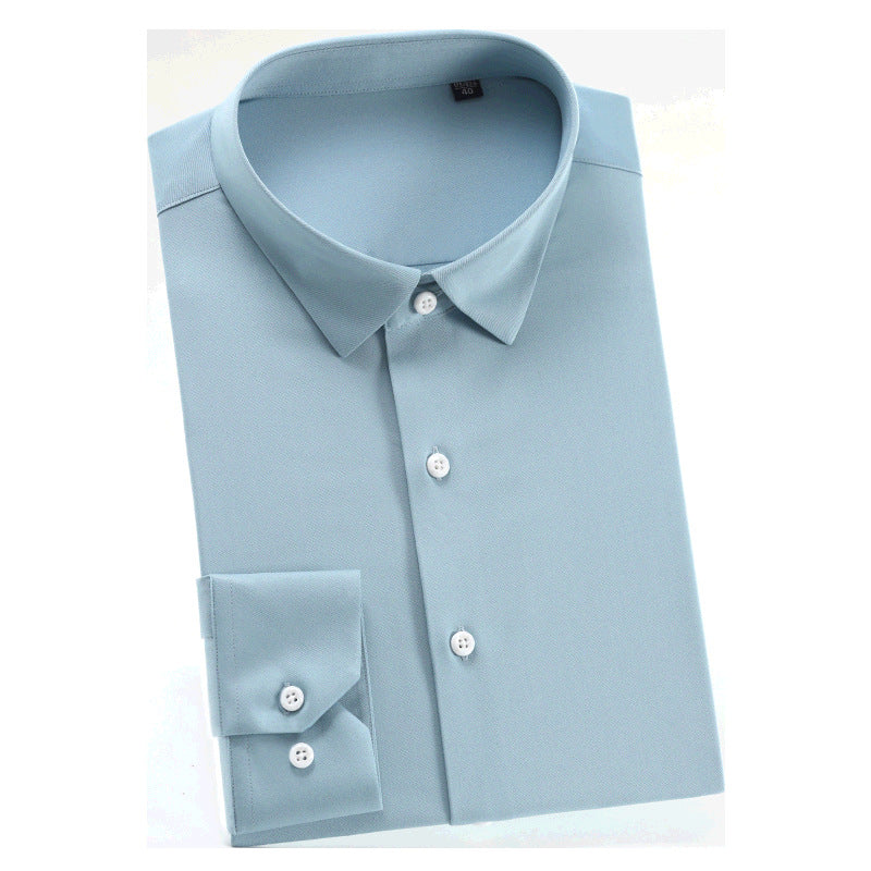 Men's Spring Bamboo Fibre Solid Slim Fit Long Button Up Shirts | ZXW1