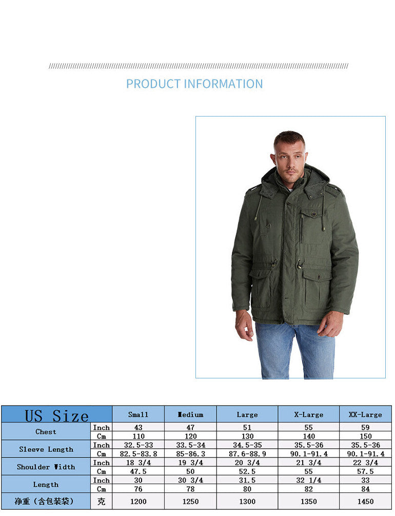 Thick Hooded Lamb Wool Men's Premium Multipockets Jacket | 3256