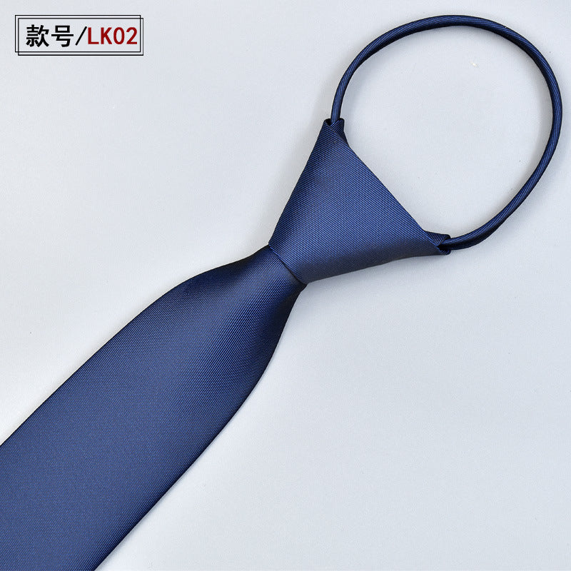Classic Solid Color Silky Zipper Necktie Men's Pretied Ties | LK02