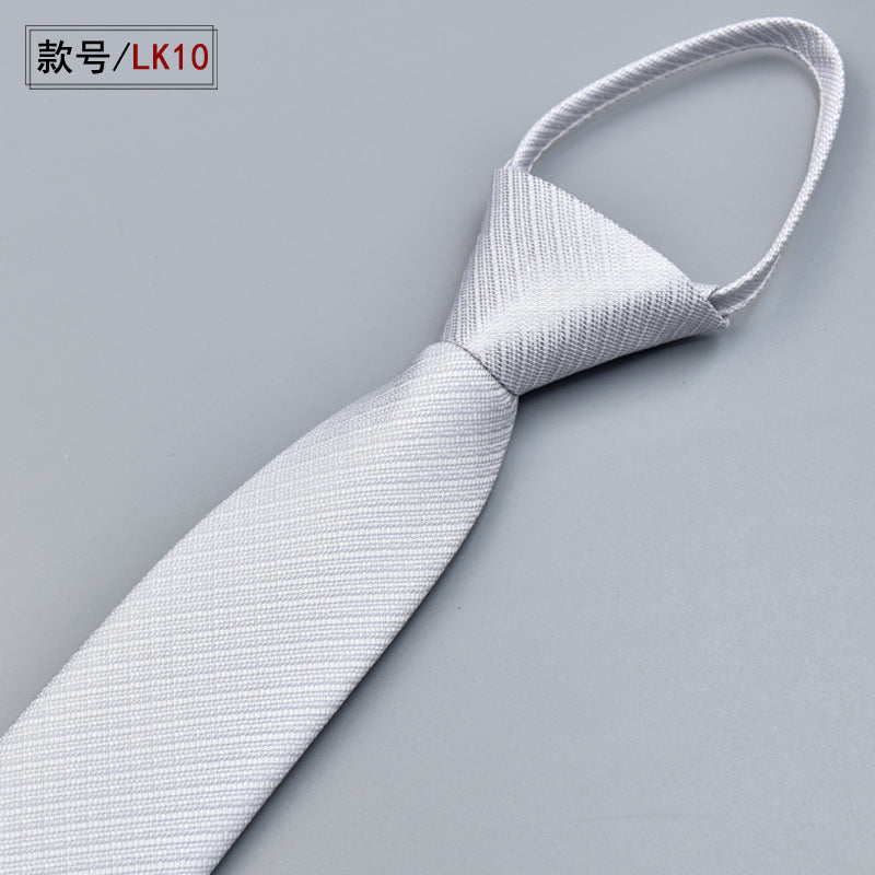 Classic Solid Color Silky Zipper Necktie Men's Pretied Ties | LK02