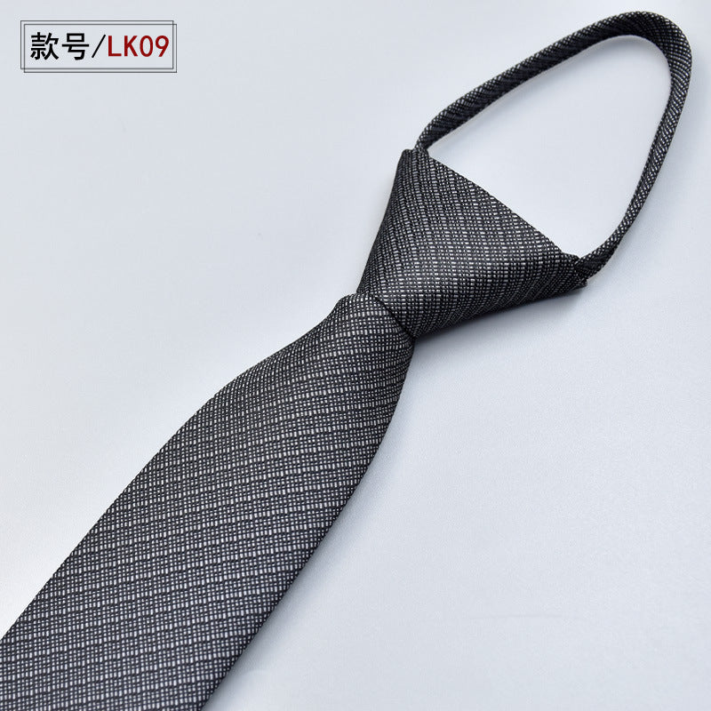 Classic Solid Color Silky Zipper Necktie Men's Pretied Ties | LK02