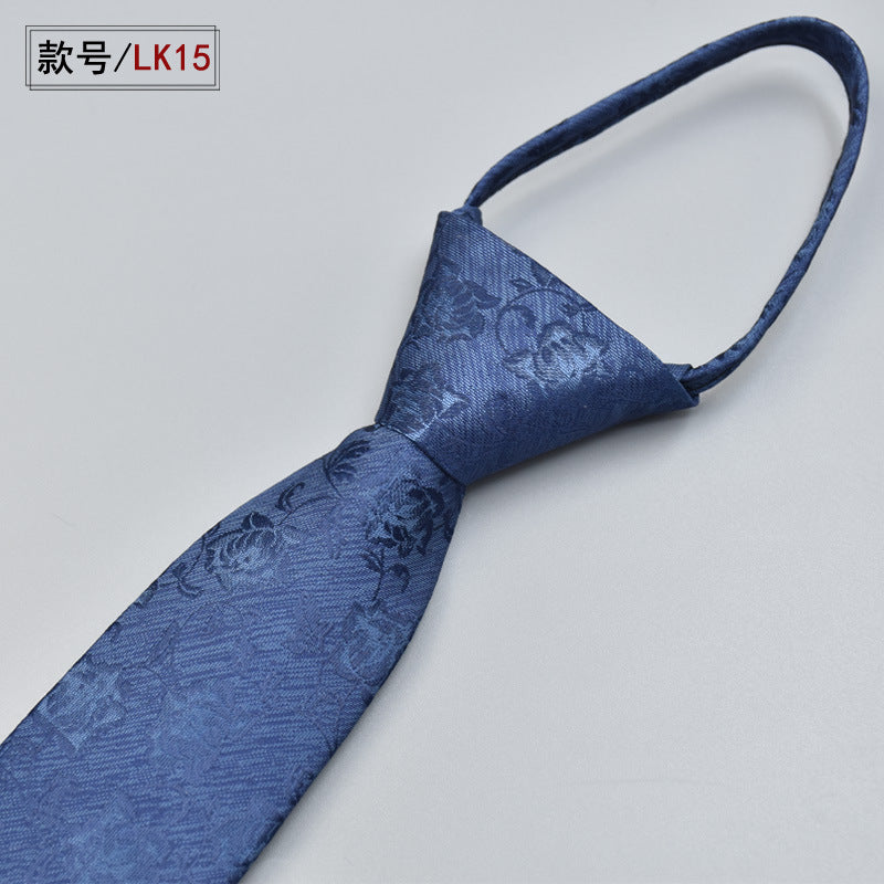 Classic Solid Color Silky Zipper Necktie Men's Pretied Ties | LK02