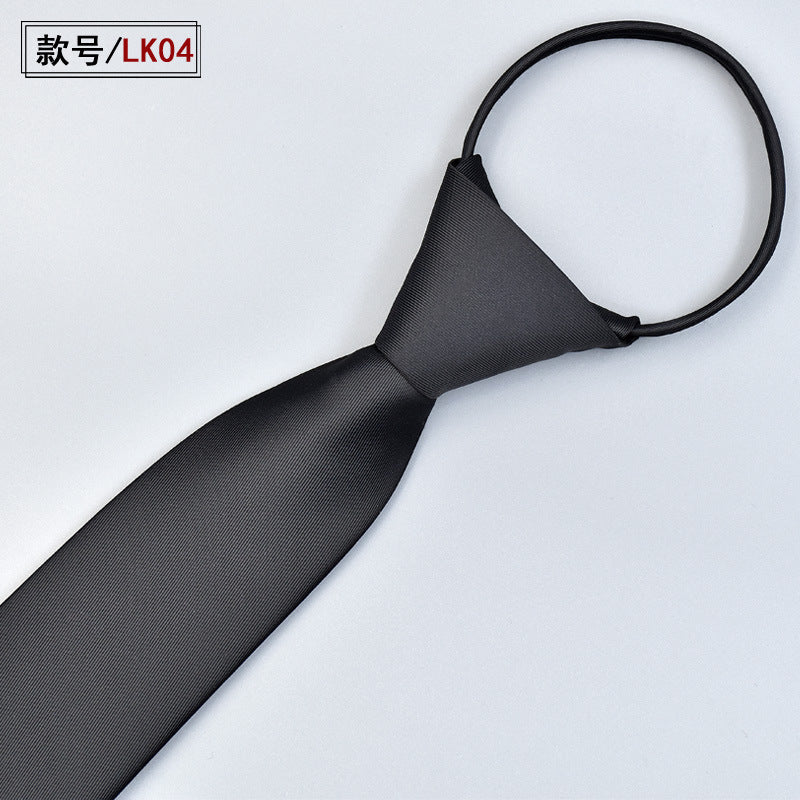 Classic Solid Color Silky Zipper Necktie Men's Pretied Ties | LK02