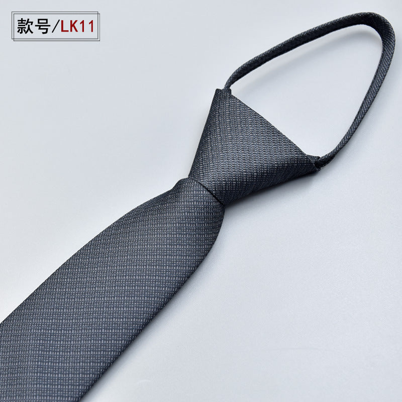 Classic Solid Color Silky Zipper Necktie Men's Pretied Ties | LK02