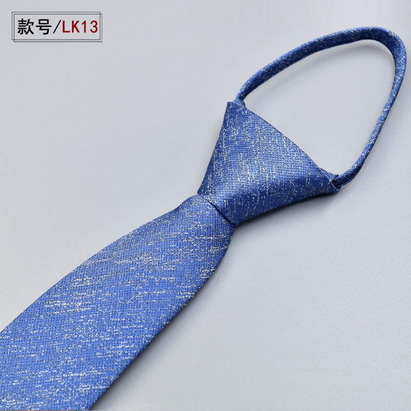 Classic Solid Color Silky Zipper Necktie Men's Pretied Ties | LK02