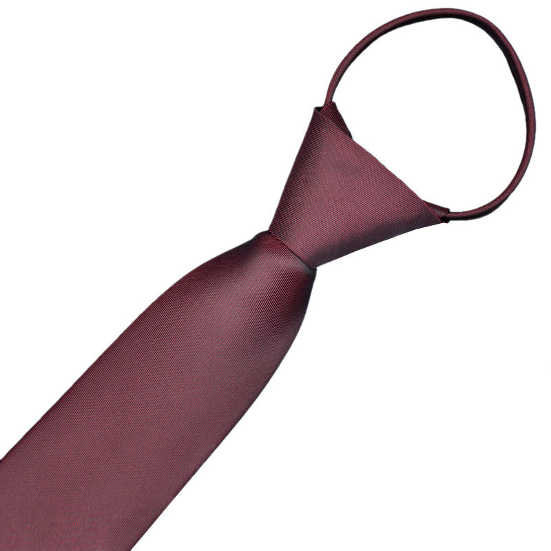 Classic Solid Color Silky Zipper Necktie Men's Pretied Ties | LK02
