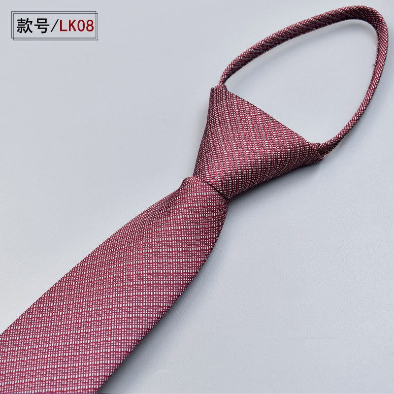 Classic Solid Color Silky Zipper Necktie Men's Pretied Ties | LK02