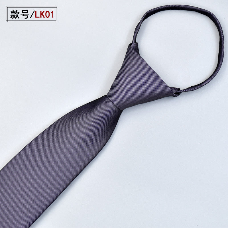 Classic Solid Color Silky Zipper Necktie Men's Pretied Ties | LK02