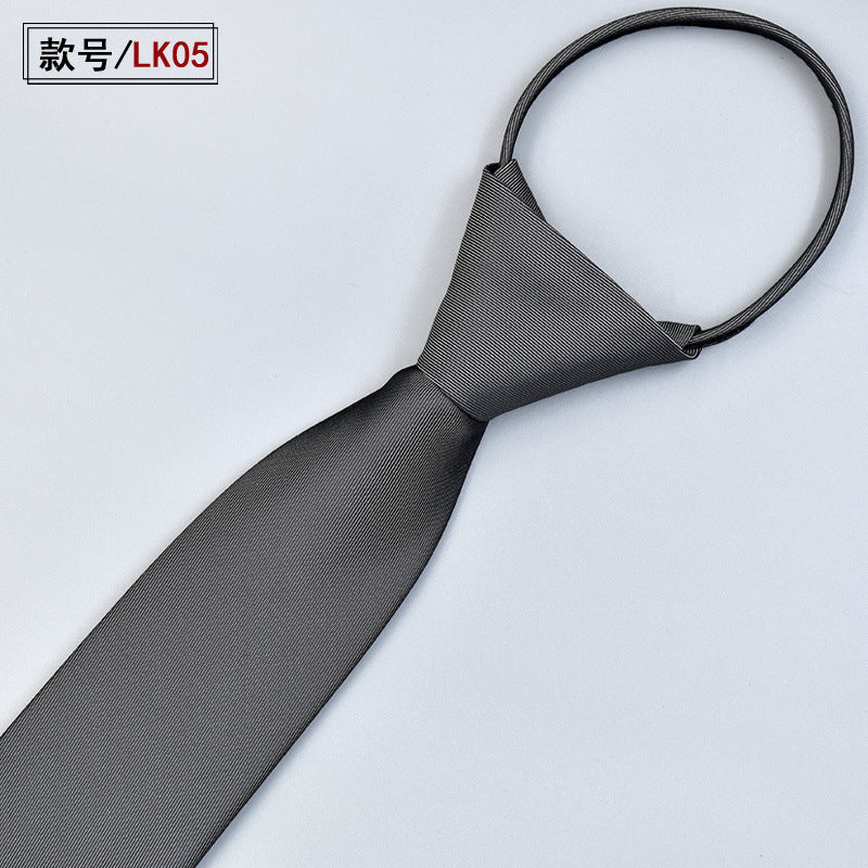 Classic Solid Color Silky Zipper Necktie Men's Pretied Ties | LK02
