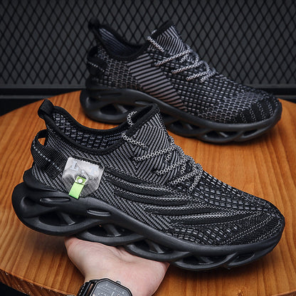 Viral TikTok Men's Sports Running Lace-Up Trainers 2024 Trendy Casual Twist Sole Ultra-light Textured Sneakers Comfortable Shoes | 2206