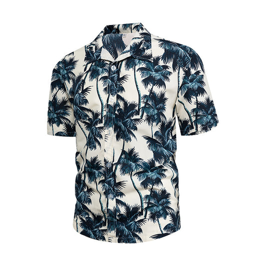 Men's Summer Floral Hawaiian Short Sleeve Button Down Beach Shirts | CS