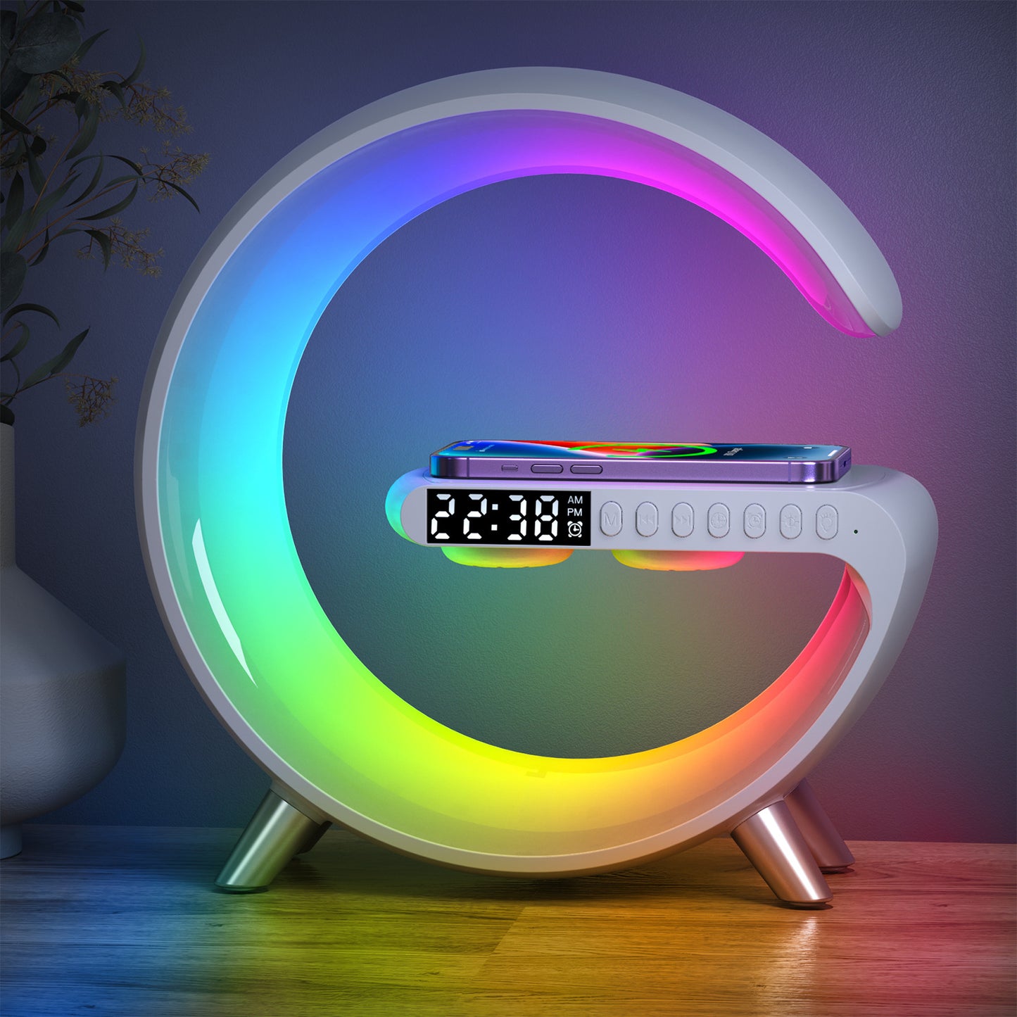 G-Speaker 15W Wireless Charger Alarm Clock Bluetooth With APP Control RGB Desk Lamp LED | 1001