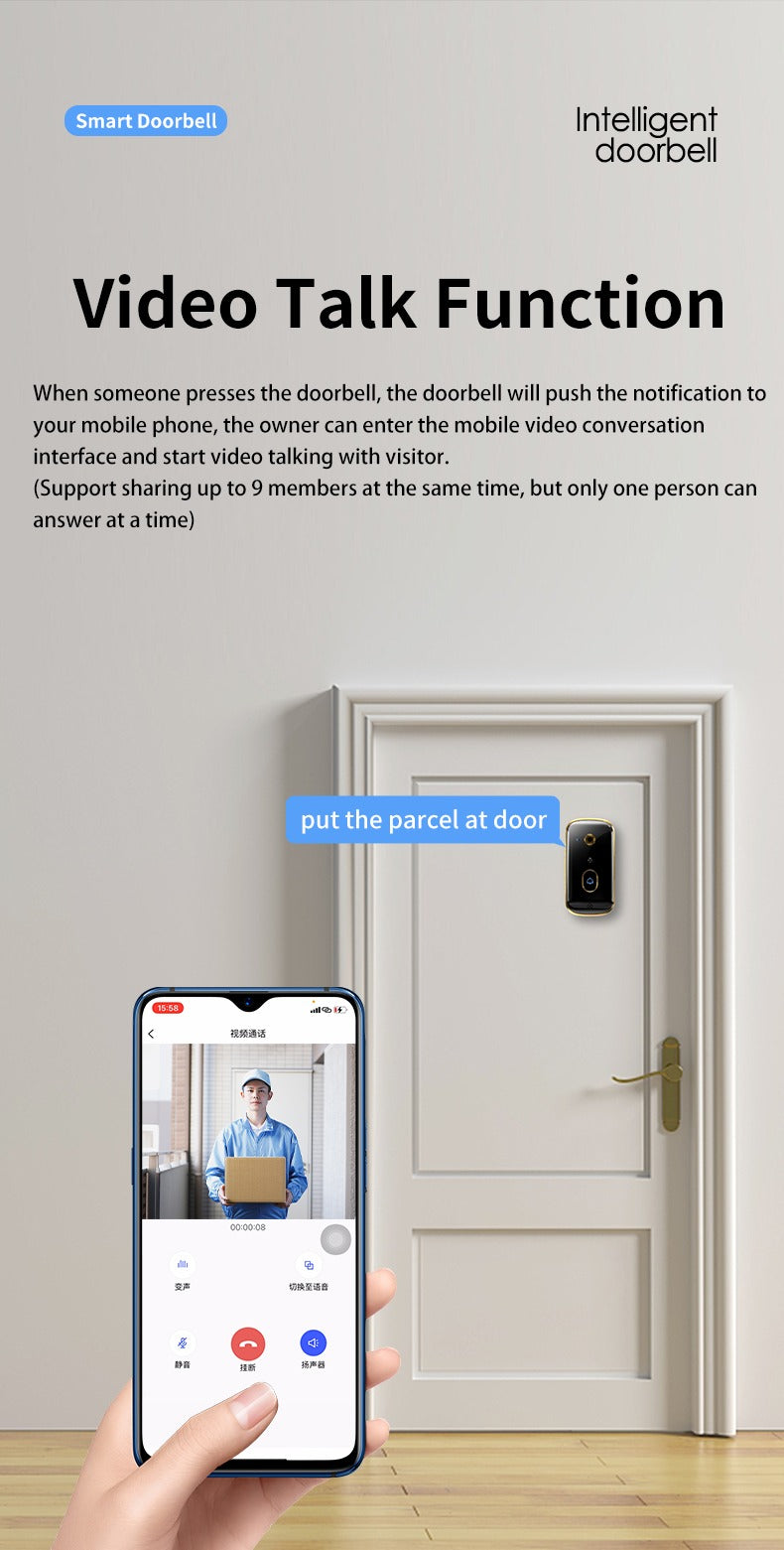 Waterproof 1080P Plug Infrared Camera Door Bell Smart Design Hd Video Wifi Doorbell | HC-520