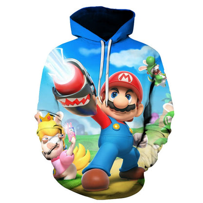 Super Mario Bros Printed Hoodie Pullover Autumn hip-hop Coat Sweatshirt Jumper | w17747