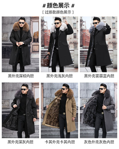 Genuine Premium Fox Fur Hooded Warm Parka Jacket Real Mink Fur Lining Overcoat | 209