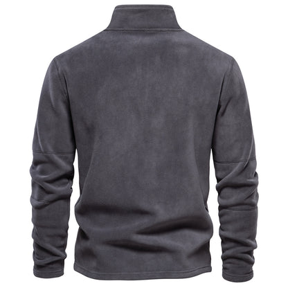 Men’s Fleece Pullover Sweatshirts | Autumn-Winter 2025 Europe Fashion | Half-Zip Stand Collar Tops | HD08