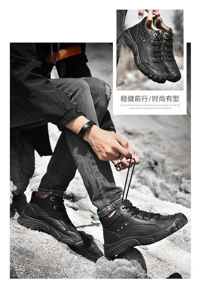 Men's Leather Formal Classic Boots Outdoor Waterproof Hiking Shoes | 5202