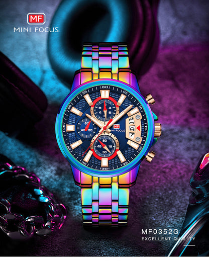 Orologi da uomo in acciaio inossidabile Orologio cronografo Orologio da polso al quarzo luminoso di lusso | MF0352G 