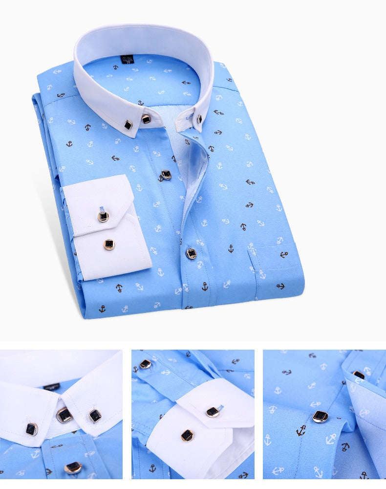 High Quality Polyester Plaid Business Long Sleeve Printing Button Down formal Shirt | CY116