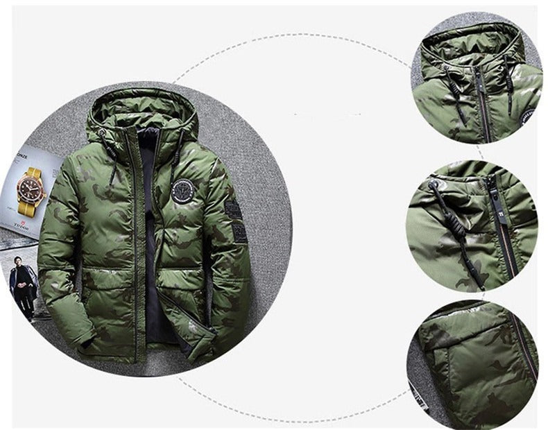 Men's Winter Down Jacket Warm Hoodie Duck Ski Suits Hooded Parkas Down Coat | 817