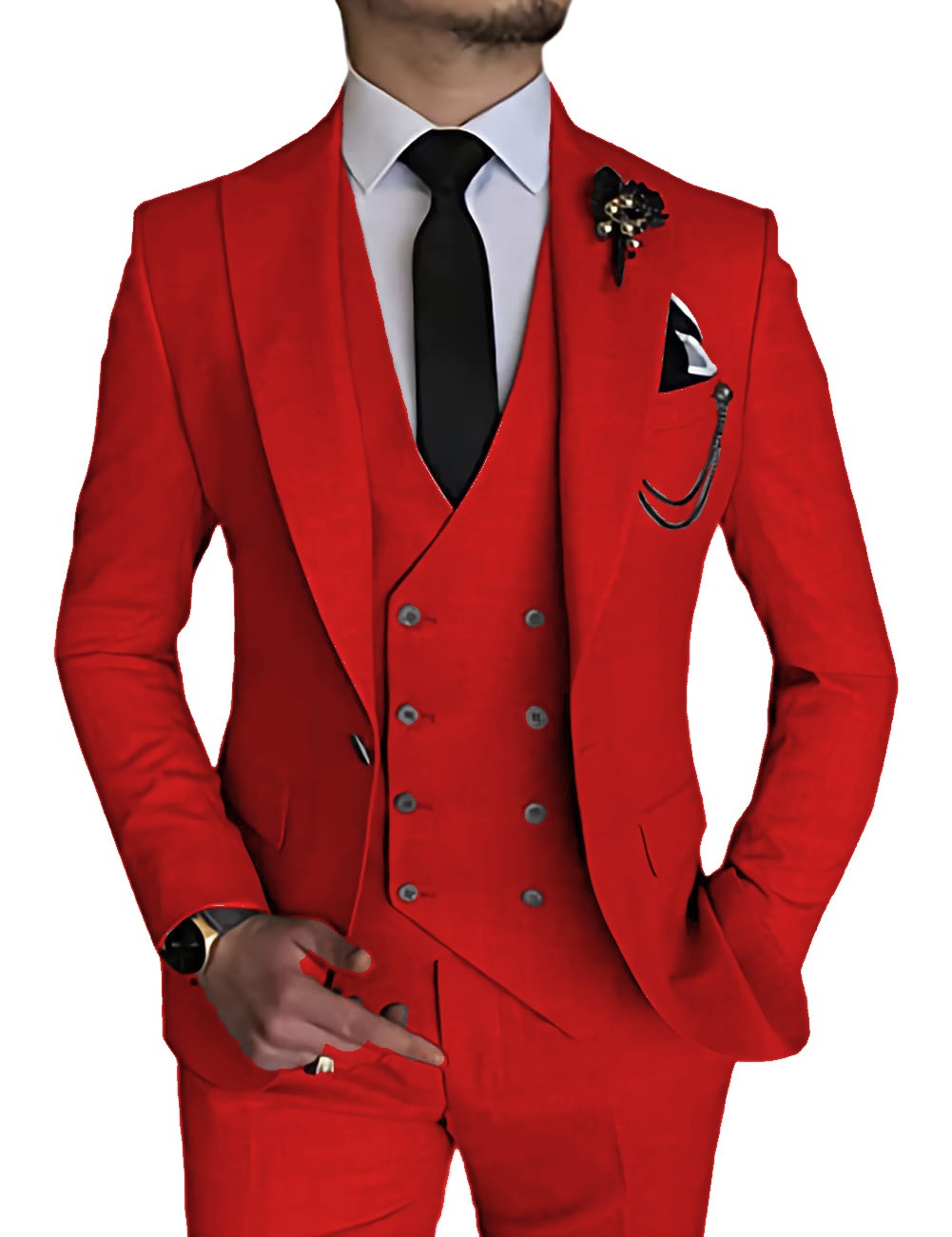 Men 3 Pieces Suit Tailored Wedding Slim Fit Business Blazer Jacket Vest Pants Tuxedo | 101
