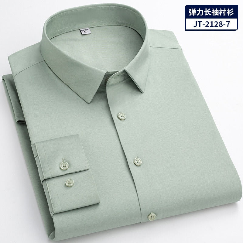 Quick Dry Long Sleeve Shirt High Elasticity Slim Fit Solid Color Formal Dress Shirt  | JT-2128