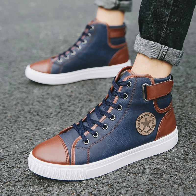 Men's Fashion Casual Sneakers High Top Shoes Breathable Round Toe Flats Boots | 8686