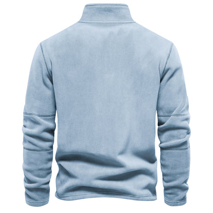 Men’s Fleece Pullover Sweatshirts | Autumn-Winter 2025 Europe Fashion | Half-Zip Stand Collar Tops | HD08