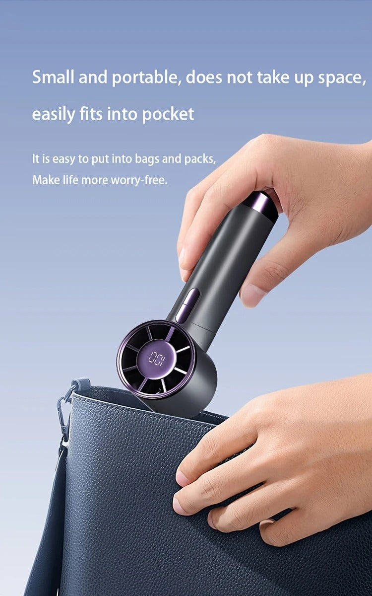 Turbo Handheld Fan with LED Display 100-Speed USB Rechargeable Mini Fan Portable Outdoor Cooling Fan | DS1013