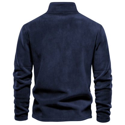Men’s Fleece Pullover Sweatshirts | Autumn-Winter 2025 Europe Fashion | Half-Zip Stand Collar Tops | HD08