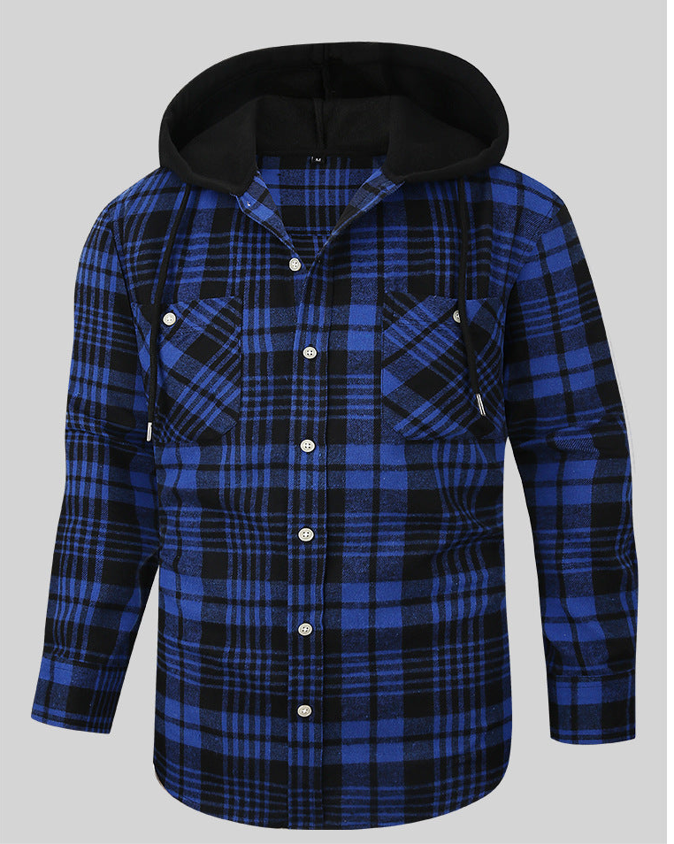 Plaid flannel hoodie mens sales