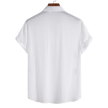 Men's Classic Solid Jacquard Short-Sleeve Shirt | 16/172022