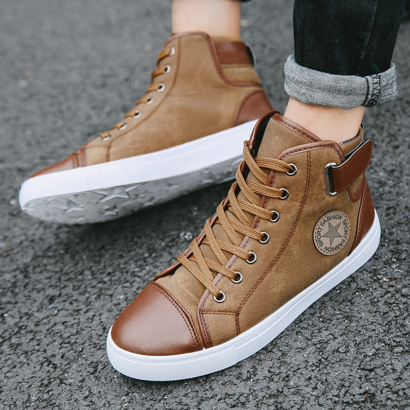 Men's Fashion Casual Sneakers High Top Shoes Breathable Round Toe Flats Boots | 8686