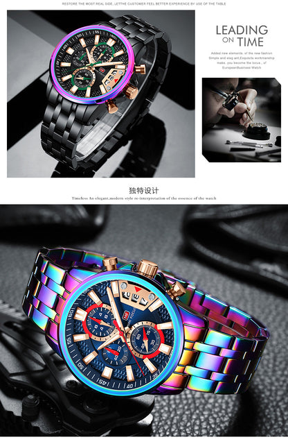 Orologi da uomo in acciaio inossidabile Orologio cronografo Orologio da polso al quarzo luminoso di lusso | MF0352G 