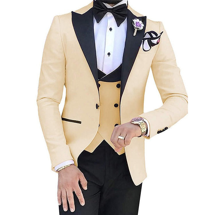 3 Pieces Slim Fit Men’s Suit Groom Formal Party Prom & Wedding Tuxedo Blazer Jacket Pants & Waistcoat
