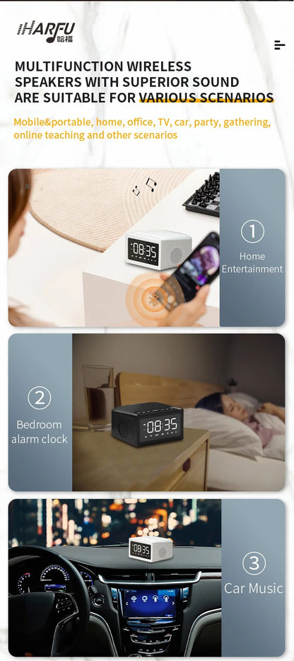 15W Wireless Charging Large Screen Alarm Clock Portable Bluetooth Speaker | 2023