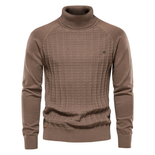 Men's Slim Fit Turtleneck Cardigan Sweater Casual Thermal Knitted Pullover Jumper | Y334