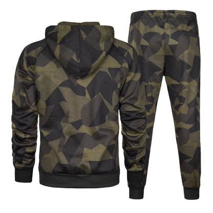 Men's Camouflage Tracksuit Loose Camouflage Hooded Sweatpants Two Piece Set | LK68
