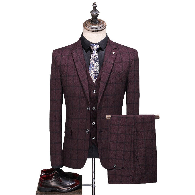 Premium Quality Men’s 3 Pieces Single Breasted Suit Blazer Vest & Pant Set Casual Party & Business Two Buttons Smart Fit Dress | TZ94