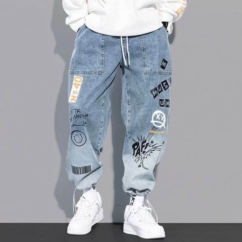 New Toon Design Jeans Pants For Men Printed Casual Loose Fashion Cargo Jeans  | K5266