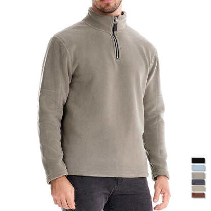 Men’s Fleece Pullover Sweatshirts | Autumn-Winter 2025 Europe Fashion | Half-Zip Stand Collar Tops | HD08
