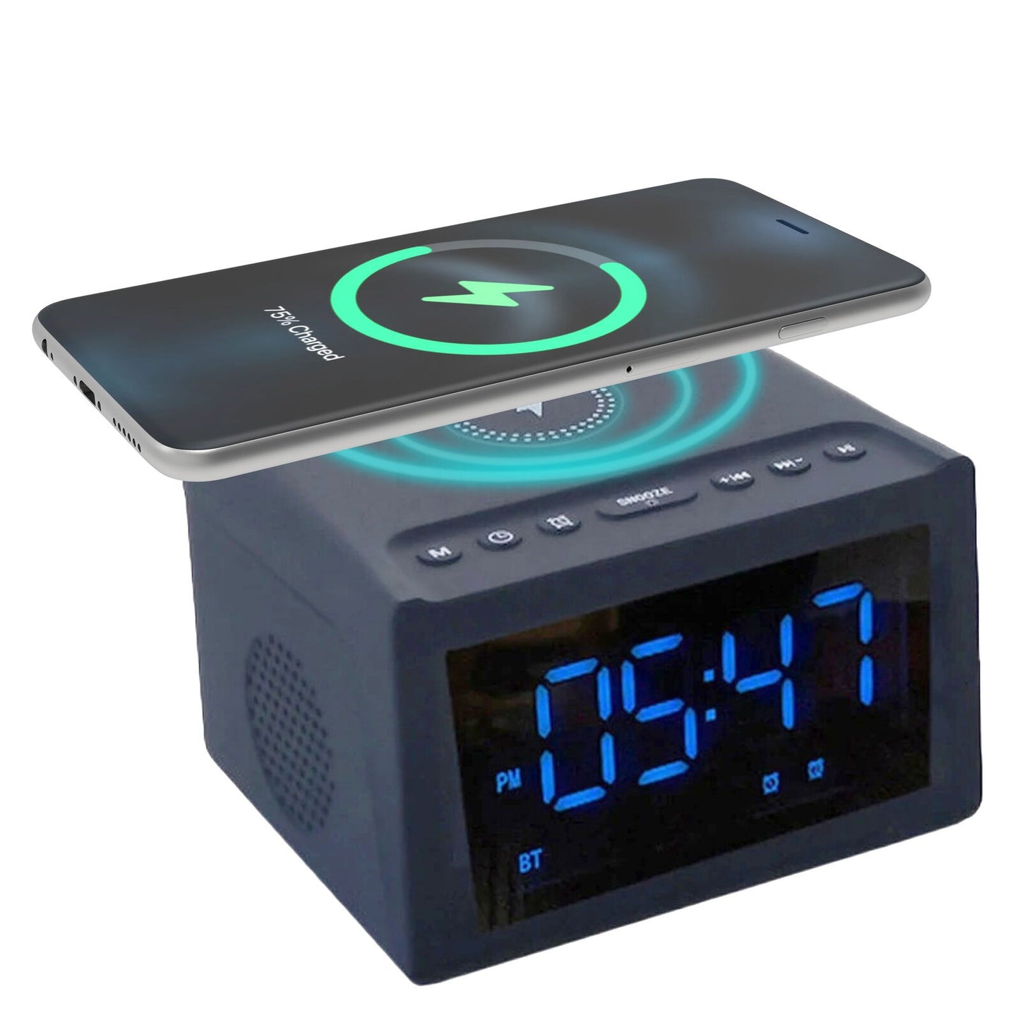 15W Wireless Charging Large Screen Alarm Clock Portable Bluetooth Speaker | 2023