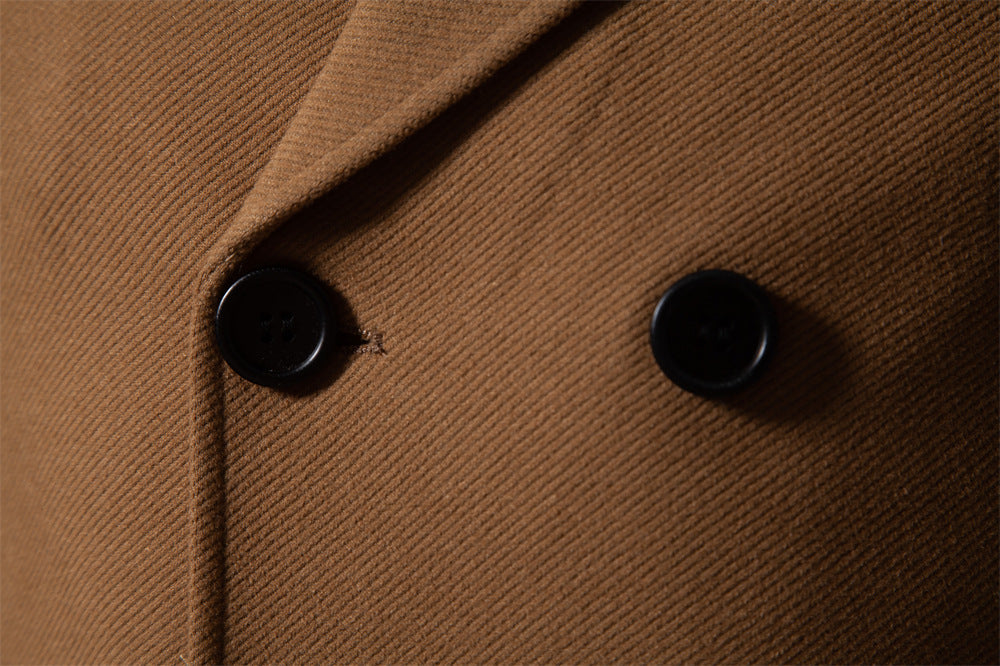 Men's Premium Double Breasted Woolen Trench Coat Winter Warm Overcoat Blazer | JK108
