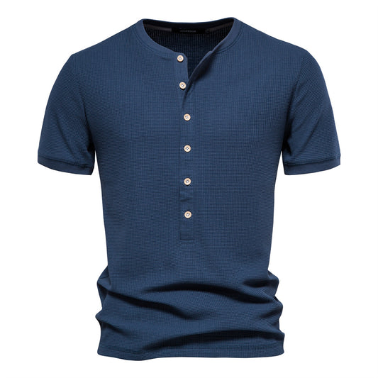 Men's Neckline Stitching Short Sleeve Solid Color Fit Summer T-Shirt | TS1076