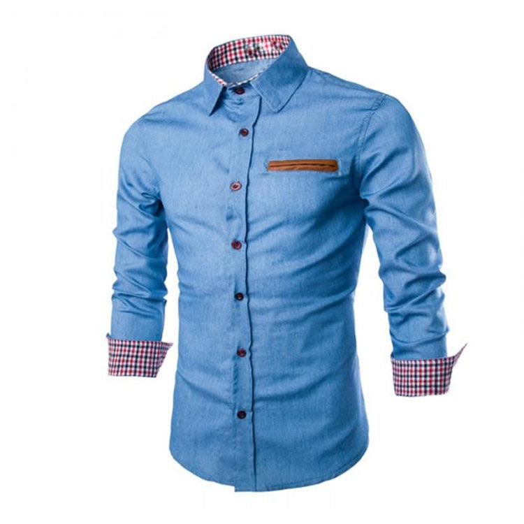 Men's Solid Color Long-Sleeved Shirt Slim Fit Business Casual Shirts | 1800-NY13