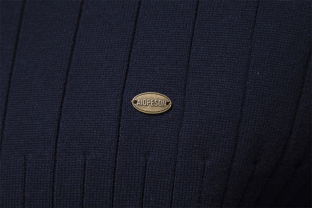Pull d'hiver chaud à col montant pour homme, pull tricoté en coton de couleur unie | Y830 